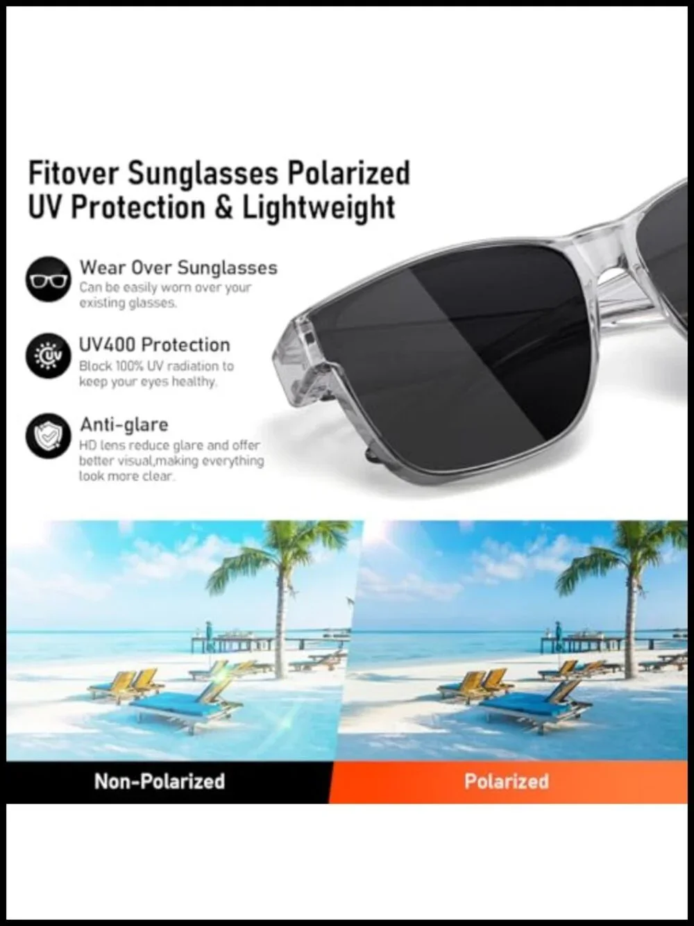 Oversized Polarized Fit Over Sunglasses UV400 Protection Men Women